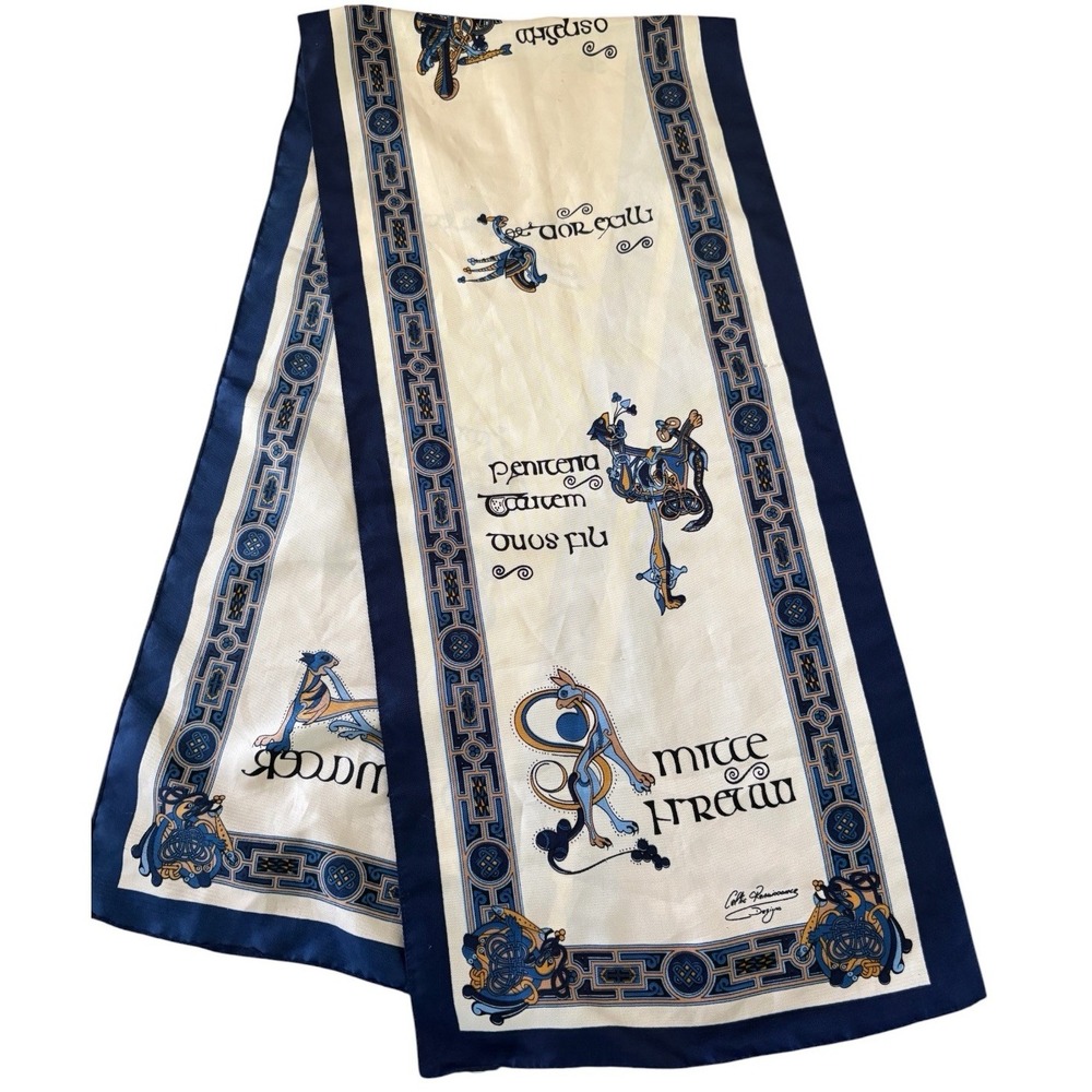 Celtic Scarf Renaissance Design Scarf Book of Kells 52"x12" Dublin Ireland Poly